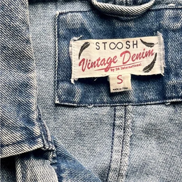 26 International STOOSH Vintage Denim crop trench or double breasted jacket - Picture 3 of 8